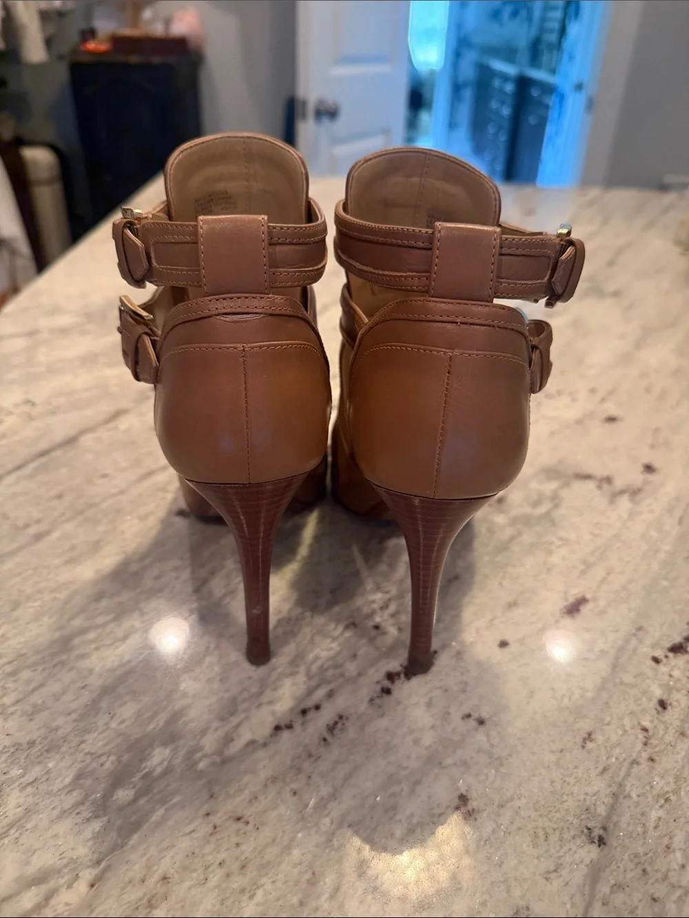 Women's Michael Kors Tan Peep-Toe Stiletto Ankle Boots